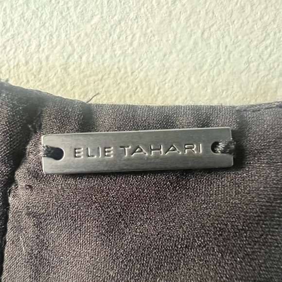 Ellie Tahari black midi dress size 4 sheer sleeve fitted - Picture 3 of 9